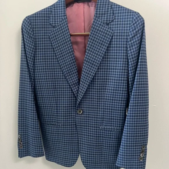 2 Women’s tailored Blue and grey Checkered Blazer - Picture 3 of 3